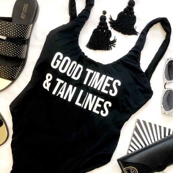 The Bikini Lab Other - Good Times & Tan Lines Black Scoop Back One Piece